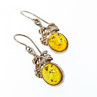 Vintage 925 Sterling Silver Amber Earrings
