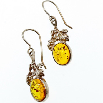 Vintage 925 Sterling Silver Amber Earrings