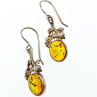 Vintage 925 Sterling Silver Amber Earrings