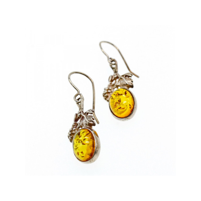 Vintage 925 Sterling Silver Amber Earrings