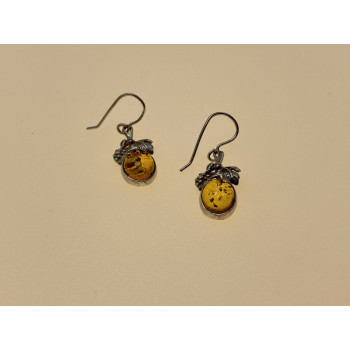 Vintage 925 Sterling Silver Amber Earrings