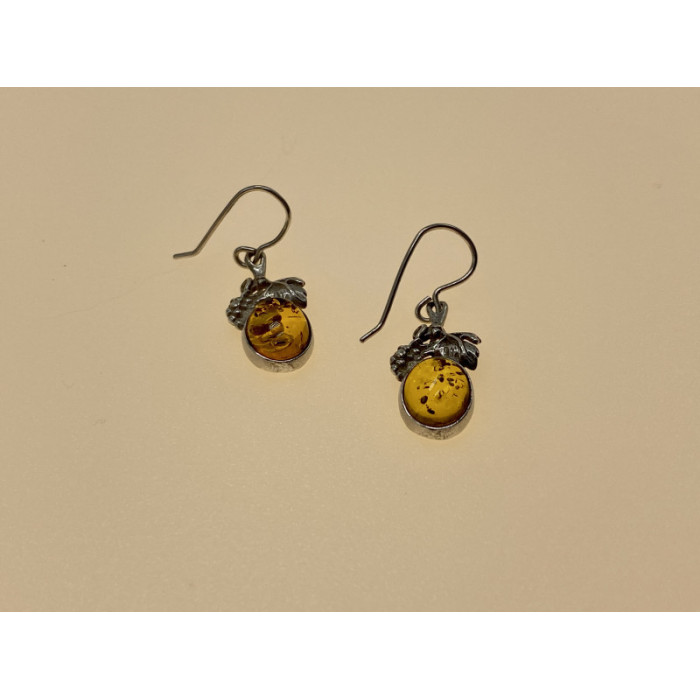 Vintage 925 Sterling Silver Amber Earrings