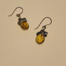 Vintage 925 Sterling Silver Amber Earrings