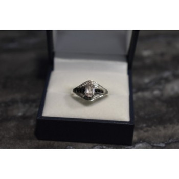 925 Sterling Silver Morganite & Jewelry Glass Ring Size 8