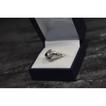 925 Sterling Silver Morganite & Jewelry Glass Ring Size 8