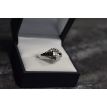 925 Sterling Silver Morganite & Jewelry Glass Ring Size 8