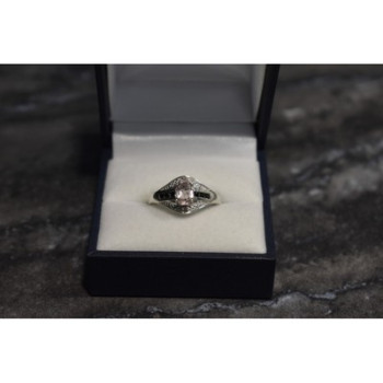 925 Sterling Silver Morganite & Jewelry Glass Ring Size 8