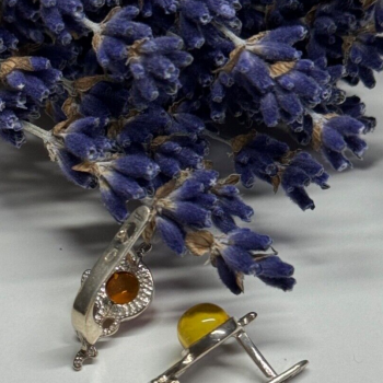 925 Sterling Silver Amber Earrings