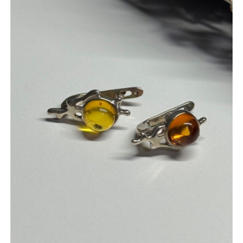 925 Sterling Silver Amber Earrings
