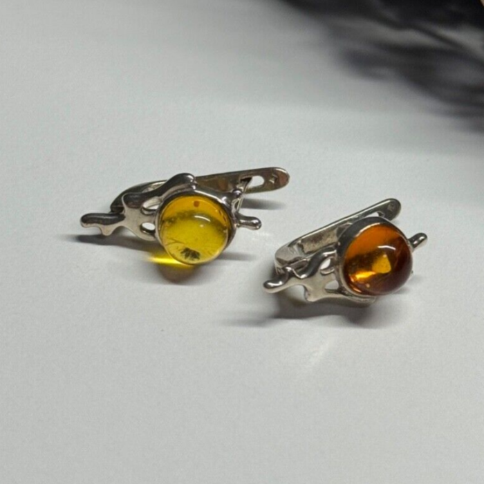 925 Sterling Silver Amber Earrings