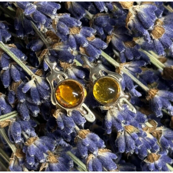 925 Sterling Silver Amber Earrings