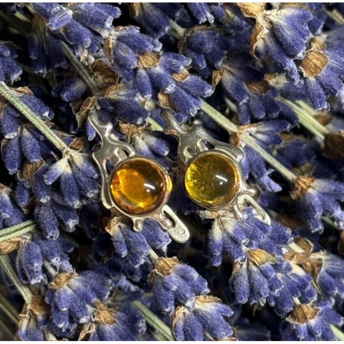 925 Sterling Silver Amber Earrings