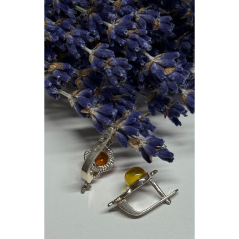 925 Sterling Silver Amber Earrings