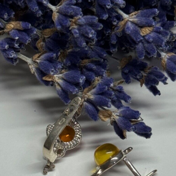 925 Sterling Silver Amber Earrings
