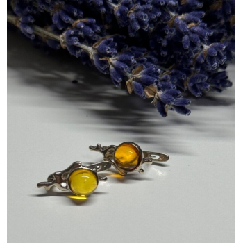 925 Sterling Silver Amber Earrings