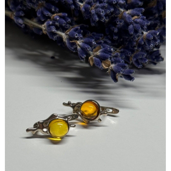 925 Sterling Silver Amber Earrings
