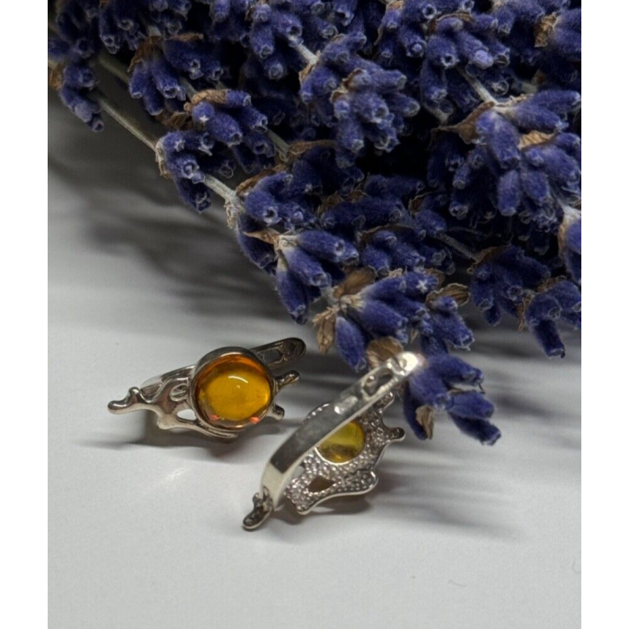 925 Sterling Silver Amber Earrings