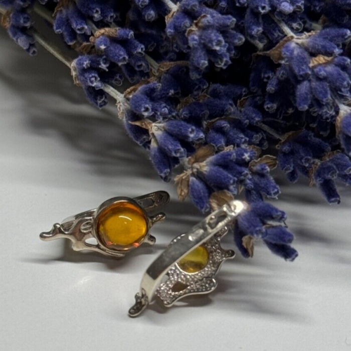 925 Sterling Silver Amber Earrings