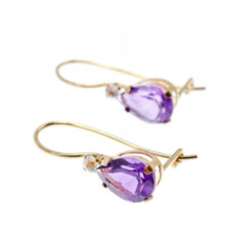 10K Yellow Gold Tourmaline & Diamond Earrings