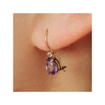 10K YELLOW GOLD TOURMALINE & DIAMOND EARRINGS