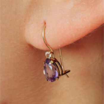 10K Yellow Gold Tourmaline & Diamond Earrings