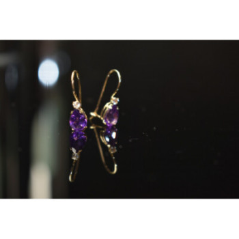 10K YELLOW GOLD TOURMALINE & DIAMOND EARRINGS