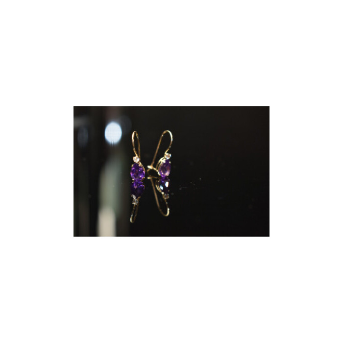 10K YELLOW GOLD TOURMALINE & DIAMOND EARRINGS