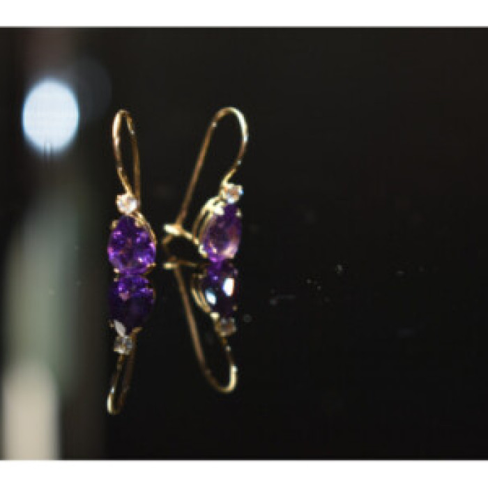 10K Yellow Gold Tourmaline & Diamond Earrings