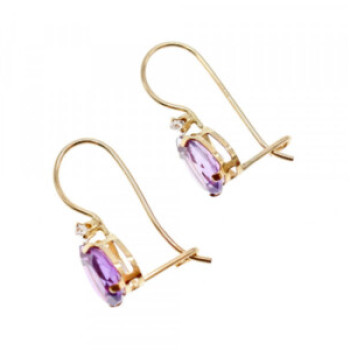 10K Yellow Gold Tourmaline & Diamond Earrings