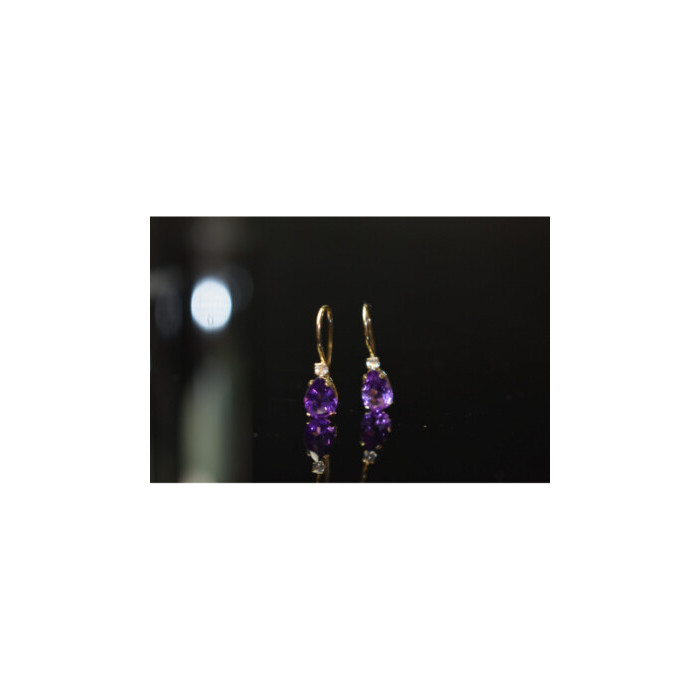 10K YELLOW GOLD TOURMALINE & DIAMOND EARRINGS