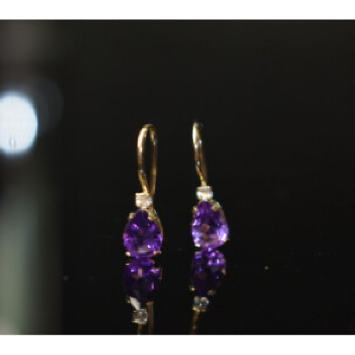10K Yellow Gold Tourmaline & Diamond Earrings