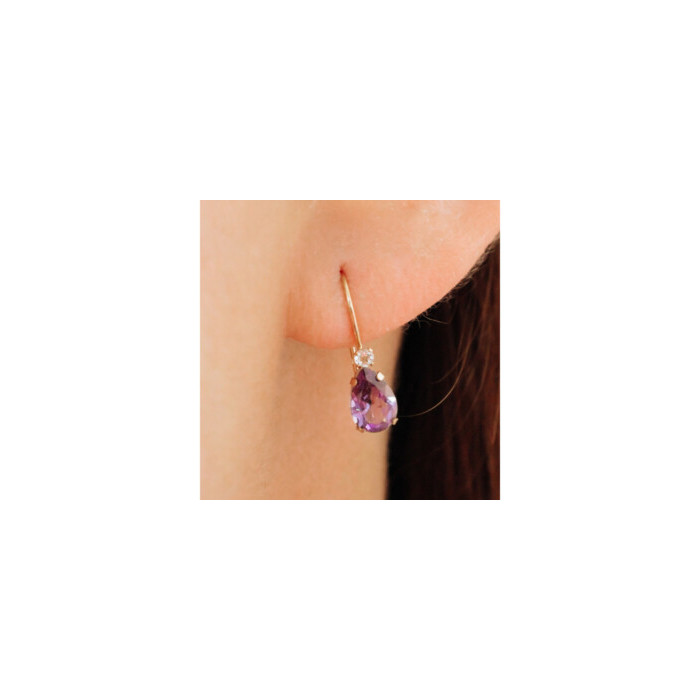 10K YELLOW GOLD TOURMALINE & DIAMOND EARRINGS