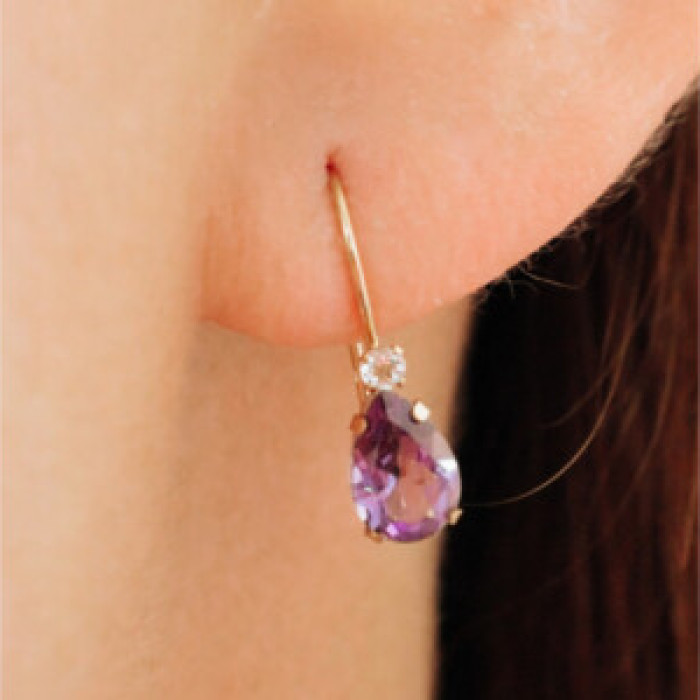 10K Yellow Gold Tourmaline & Diamond Earrings