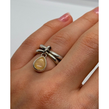 925 Sterling Silver Agate Ring Size 6
