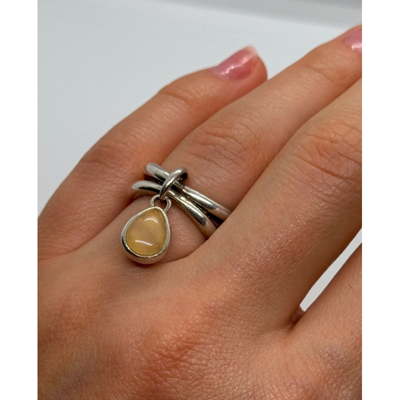 925 Sterling Silver Agate Ring Size 6