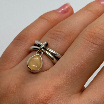 925 Sterling Silver Agate Ring Size 6