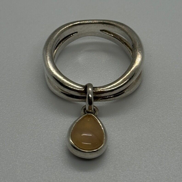925 Sterling Silver Agate Ring Size 6
