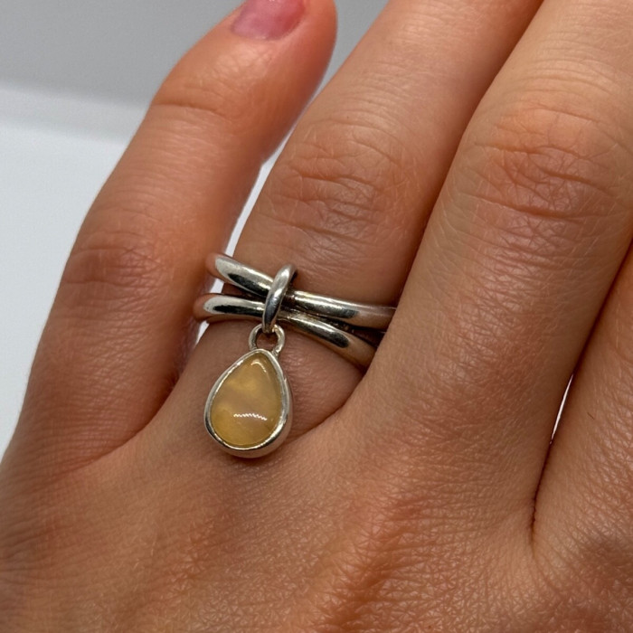 925 Sterling Silver Agate Ring Size 6