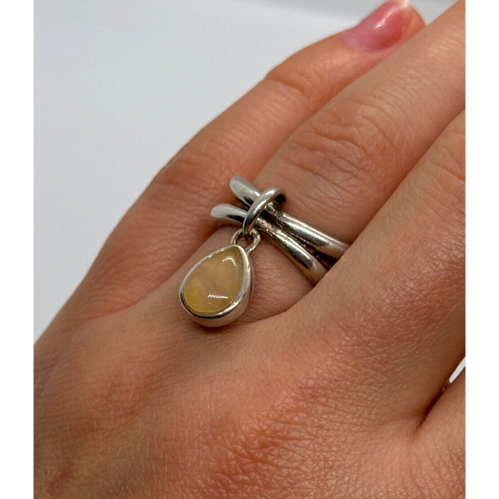 925 Sterling Silver Agate Ring Size 6