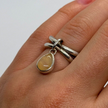 925 Sterling Silver Agate Ring Size 6