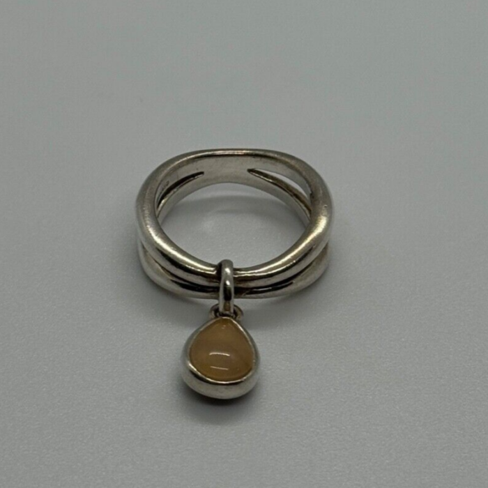925 Sterling Silver Agate Ring Size 6