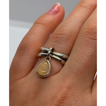 925 Sterling Silver Agate Ring Size 6