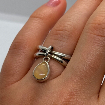 925 Sterling Silver Agate Ring Size 6