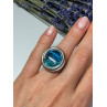 Modern Art Design Blue CZ Ring Size 6