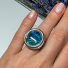 Modern Art Design Blue CZ Ring Size 6