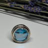Modern Art Design Blue CZ Ring Size 6