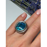 Modern Art Design Blue CZ Ring Size 6