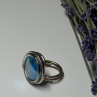 Modern Art Design Blue CZ Ring Size 6