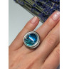 Modern Art Design Blue CZ Ring Size 6