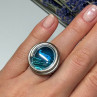 Modern Art Design Blue CZ Ring Size 6